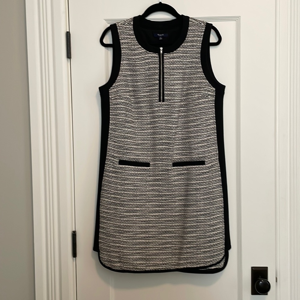 Madewell Tweed Viscose Black and White Shift Dress - Size 10